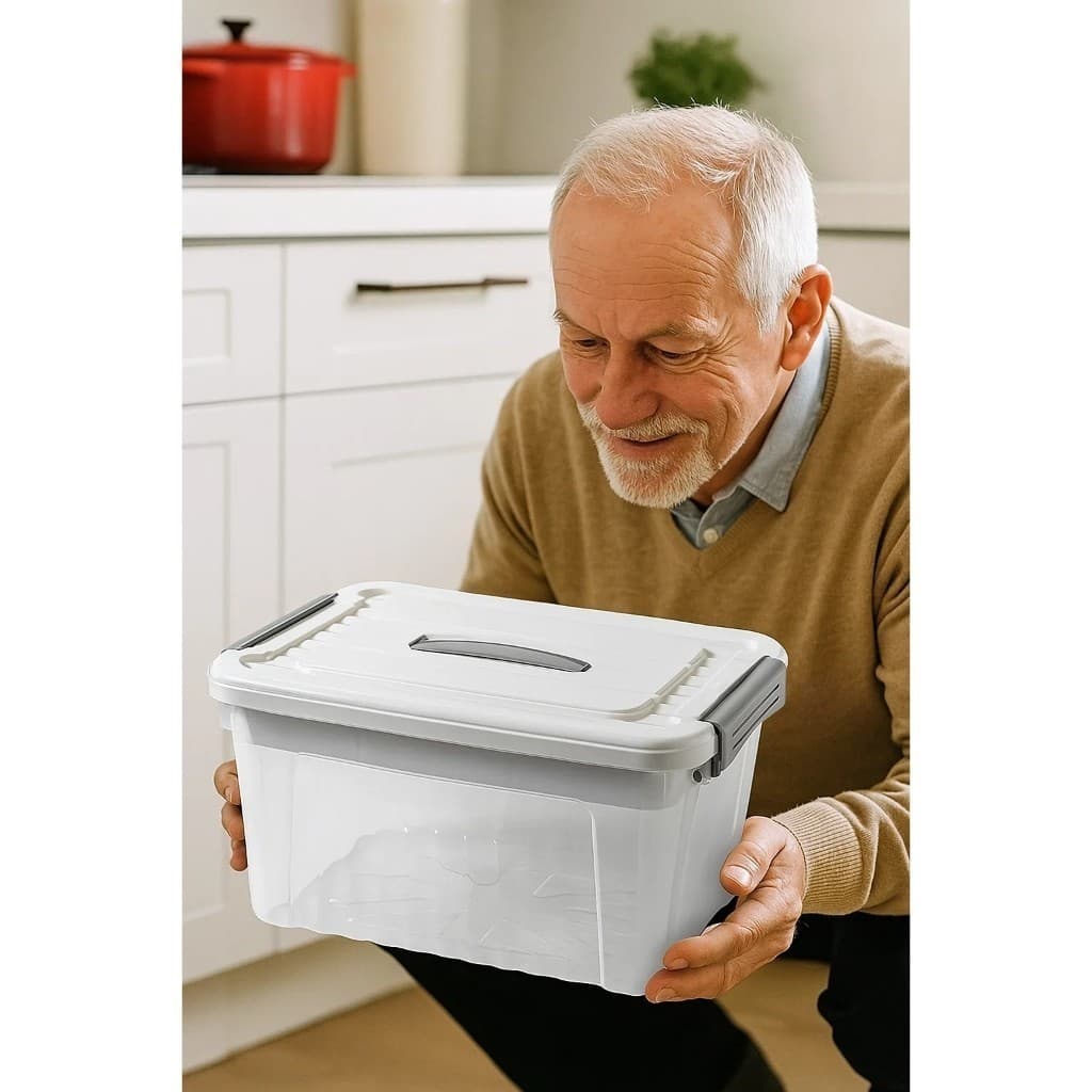 Organizador Plástico 20L Cesto Tampa Porta Objetos Roupas Brinquedos Banheiro
