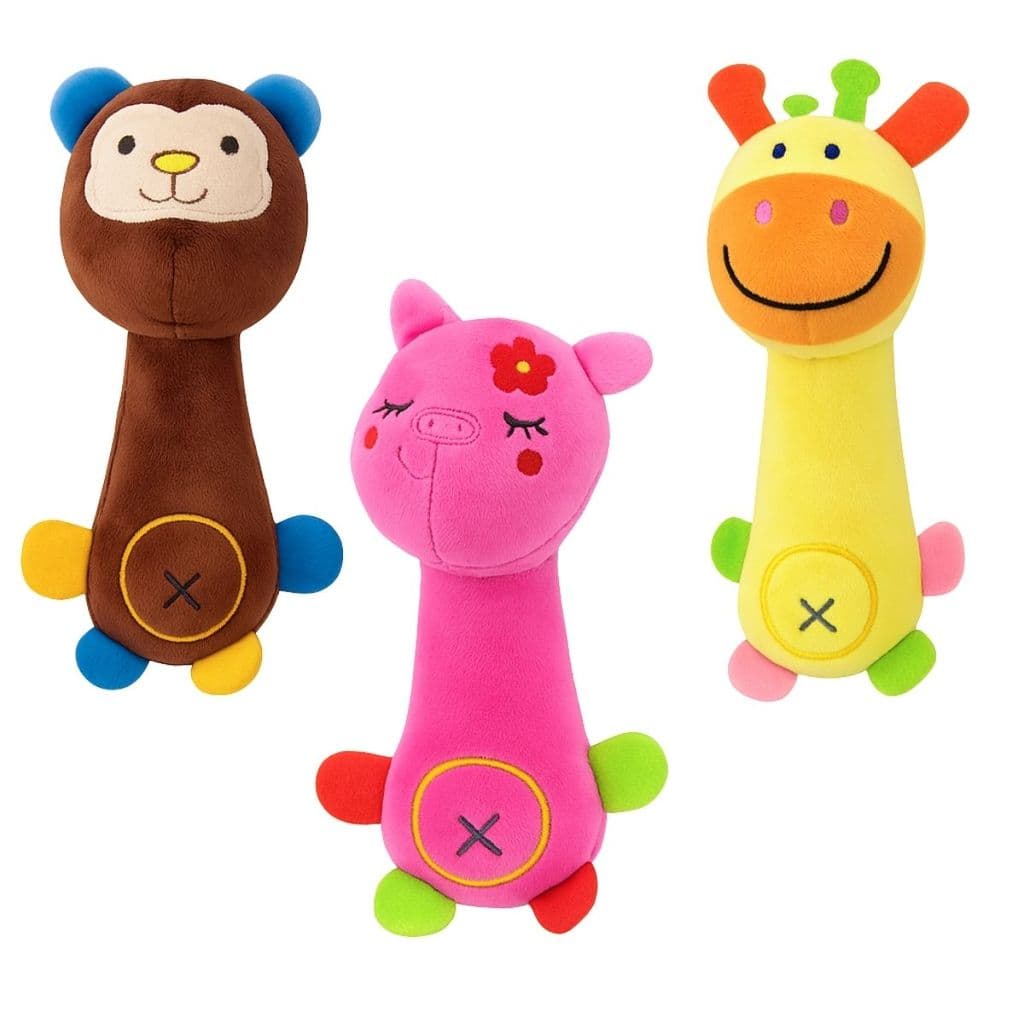 Brinquedo de Pelúcia para Cachorro Pet Mordedor Colorido com Apito Som Bichinho Divertido