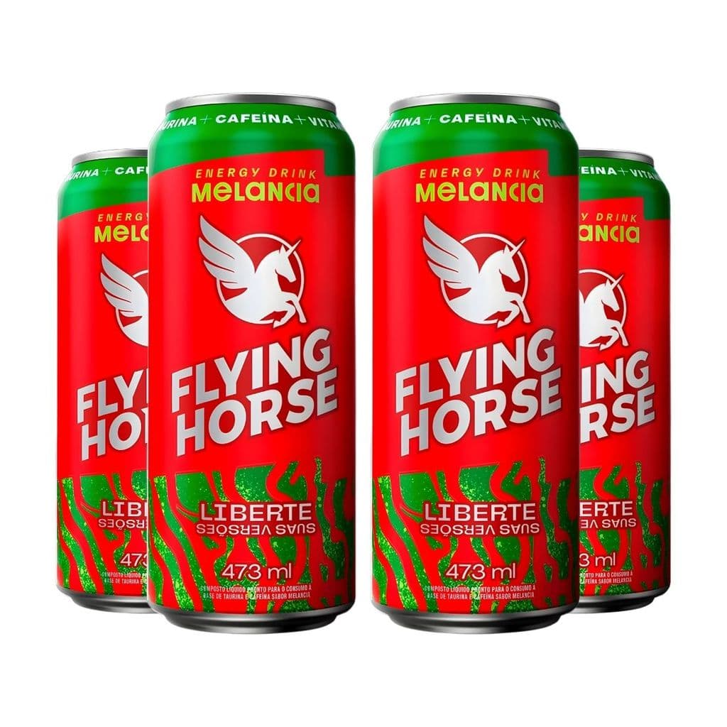 Kit 4 Energético Flying Horse Melancia Liberte 473ml
