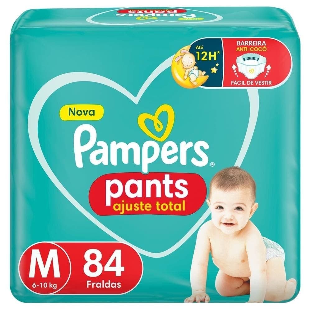 Fralda Pampers Pants Bag Ajuste Total M Com 84 Unidades