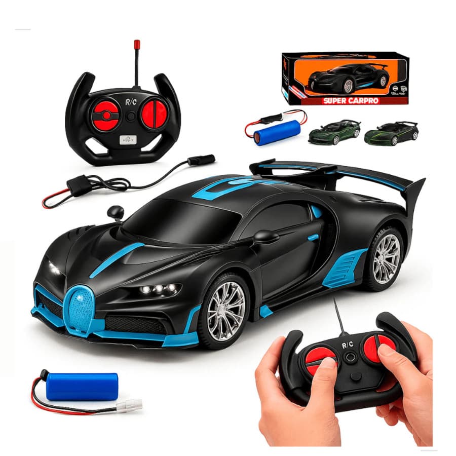 Carrinho de Controle Remoto Recarregável Com Farol Esportivo Competição Ferrari Lamborghini Bugatti Velocidade