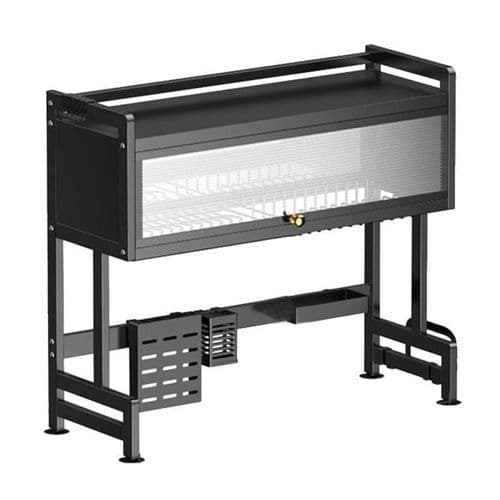 Organizador Metalico Pia Cozinha Preto Estilo Moderno Resistente Compacto Prateleira Multiuso Armazenamento