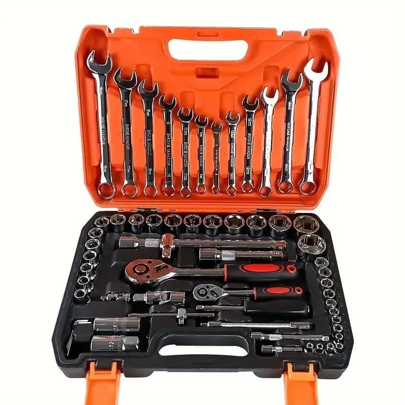 Kit Ferramenta Jogo De Soquetes Chave Combinada Catraca 61 Peças + Maleta Profissional
