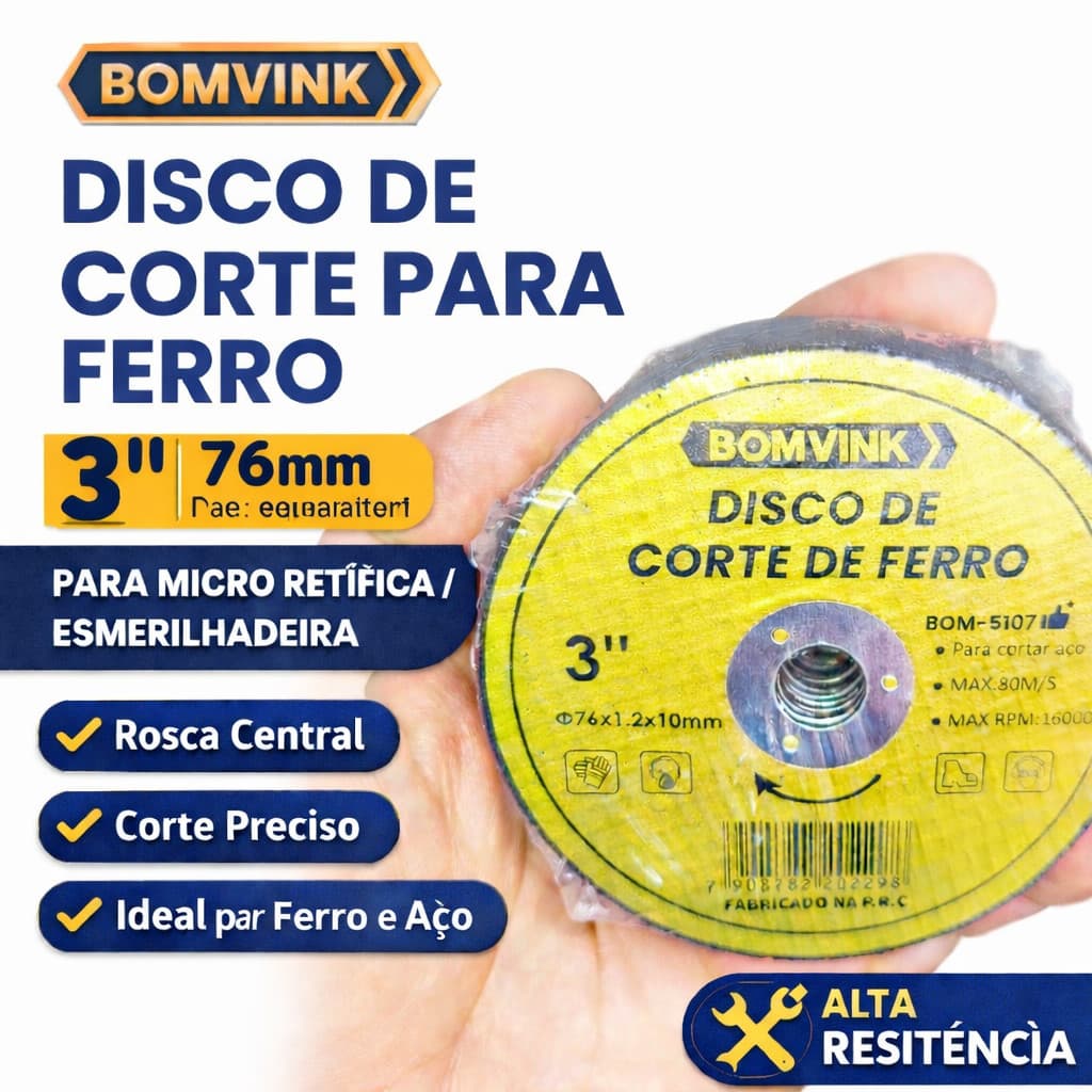 Disco Corte Ferro 3 Polegadas X 76mm Esmerilhadeira