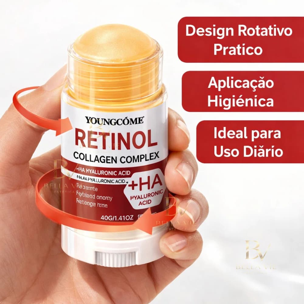 Sérum Facial Retinol 3% Complexo VIBRANTE GLAMOUR Anti Rugas Anti Idade Pele Retinol Stick 40g