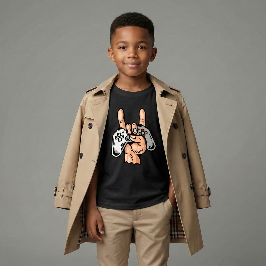 Camiseta Infantil Menino Gamer Rock Controle Videogame 2 ao 16 Anos Algodão Moda Casual Exclusiva