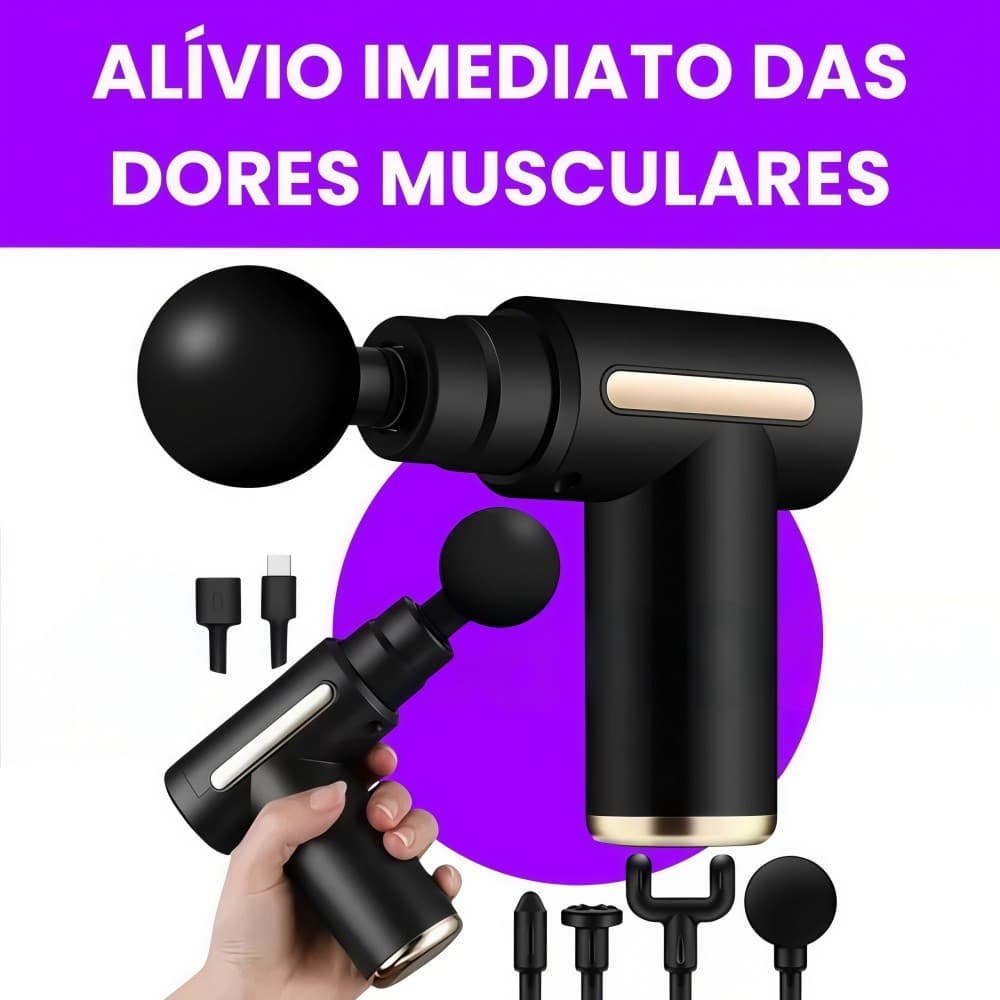 Massageador Muscular Elétrico Profissional Alta Frequência 4 Cabeças Intercambiáveis Portátil Potente