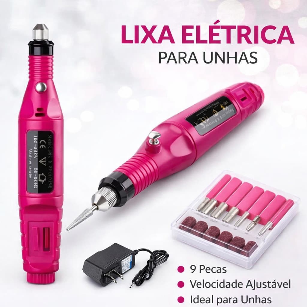 Lixa Elétrica Profissional para Unhas Bivolt Kit Completo Manicure