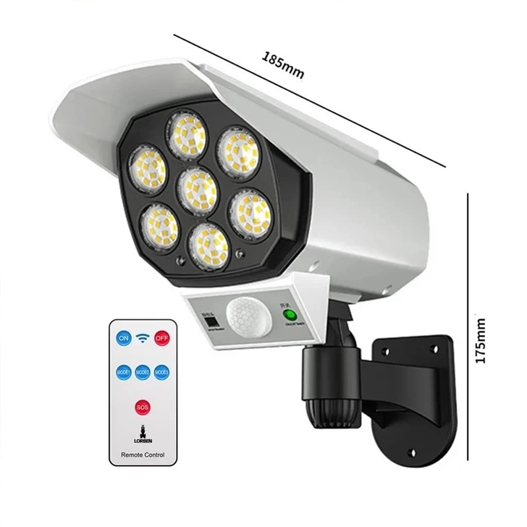 Luminária Solar 77 Led 30W Formato Câmera com Sensor de Presença e Controle Remoto