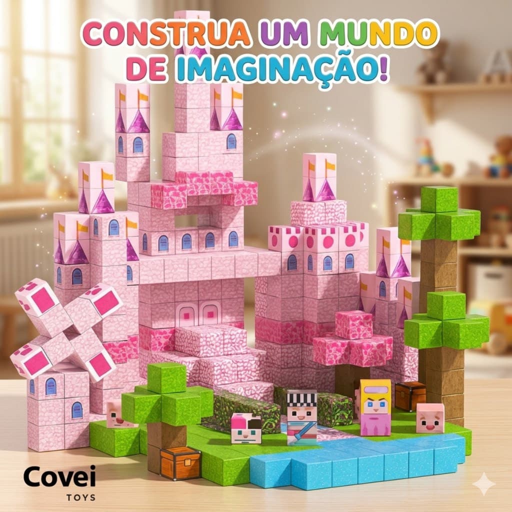 Blocos Magnéticos de Montar Imã Até 199 Peças Rosa Menina Construção Criativa Brinquedo Educativo