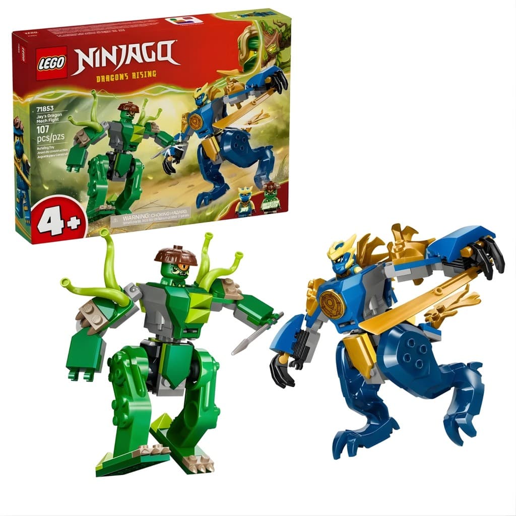 Bloco de Montar Ninjago Batalha Mech e Dragão kit 107 Peças 71853 - LEGO