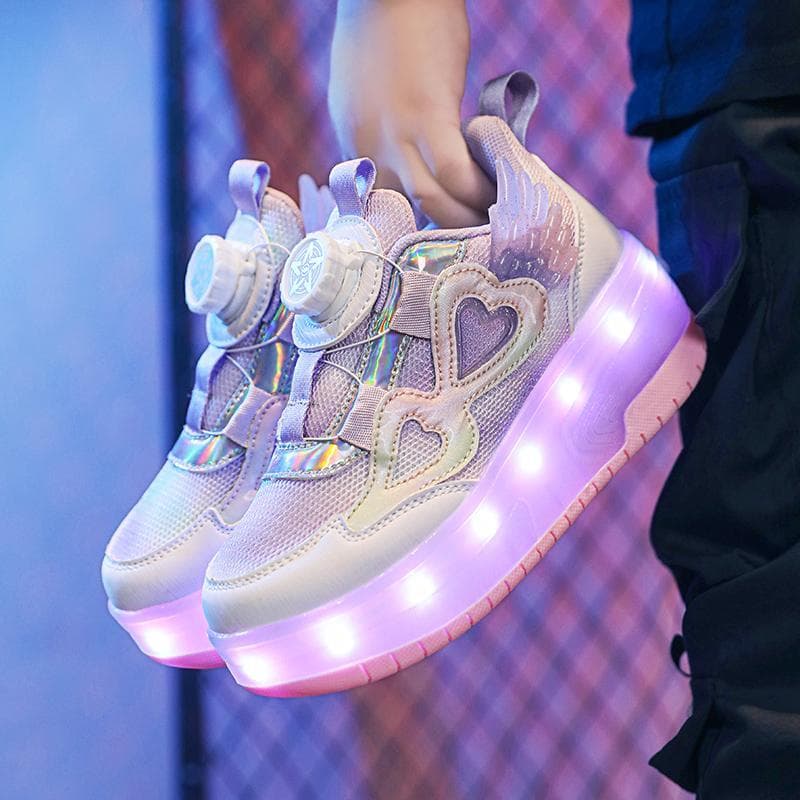 Tênis Esportivos de Malha para Crianças com Luzes, Tênis Rampage, Tênis com Rodas LED Recarregáveis, Patins Tamanho 29-3