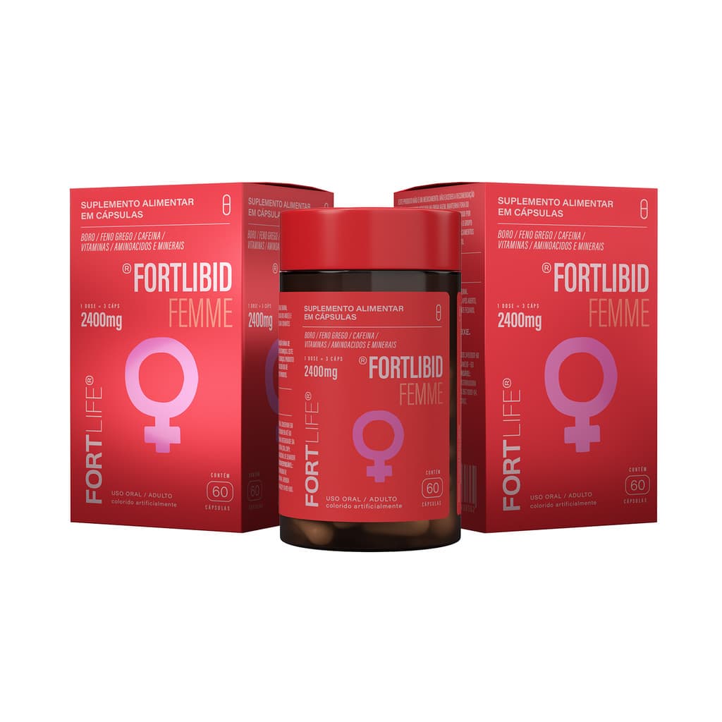 Kit 2 Und Suplemento Feminino FortLibid Femme 2400mg 60 Cápsulas Vitaminas FortLife