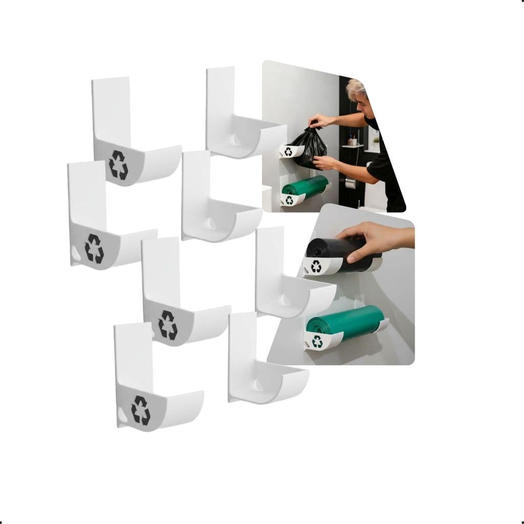 Kit 4 Suporte Organizador De Sacos De Lixo Com Fixação Na Parede Reciclável Ideal Para Cozinha Lavanderia e Banheiro