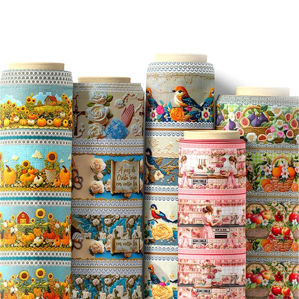 Tecido Tricoline Digital Barrados Animais Frutas Pets 100% Algodão Patchwork Qualidade Superior