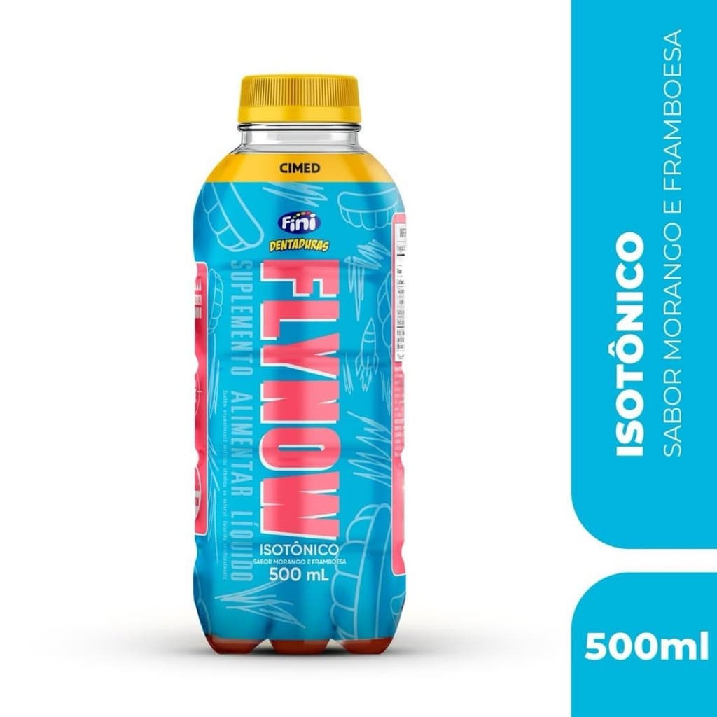 FLYNOW ISOTONICO LÍQUIDO 500ML MORANGO E FRAMBOESA