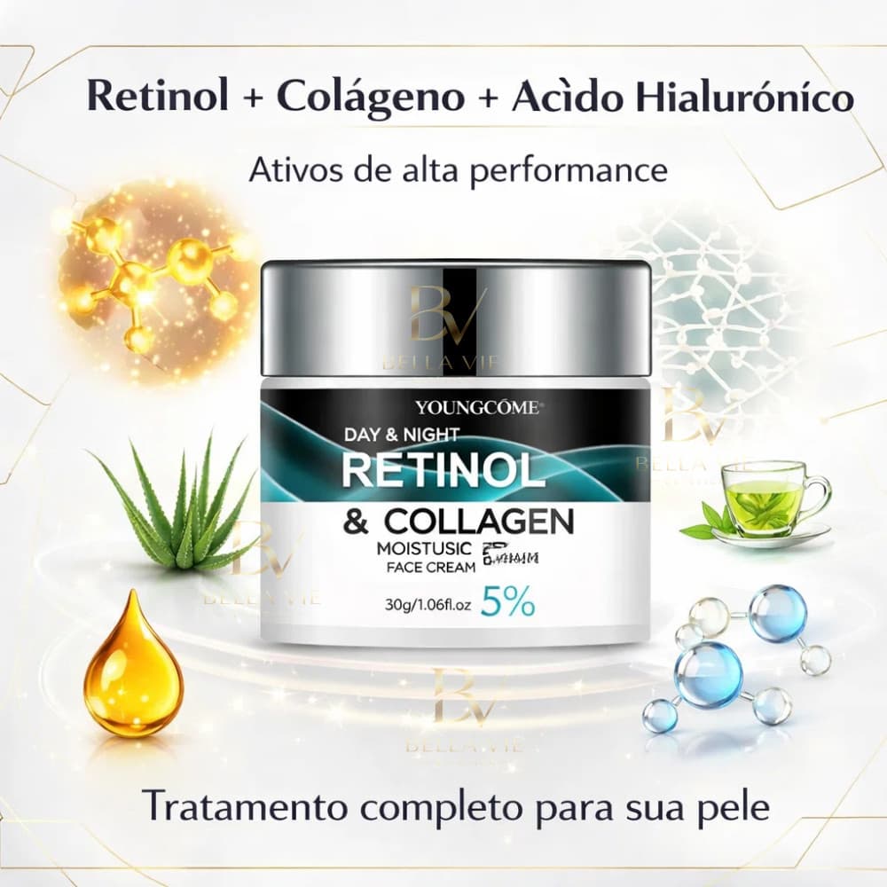 Retinol Colágeno Creme Facial Anti Rugas Anti Idade Nutrição Firmeza Pele Hidratada