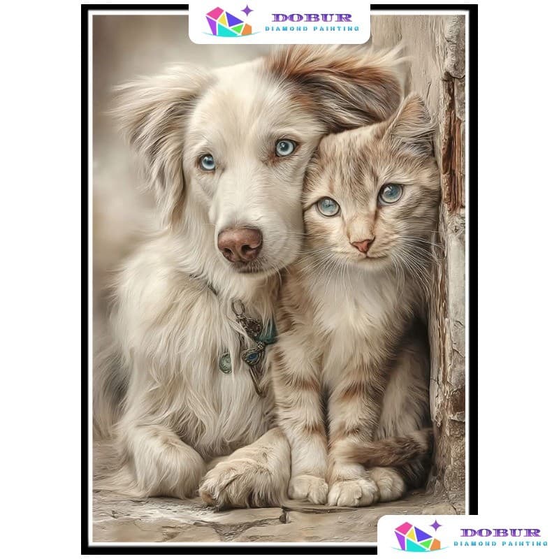 DOBUR | Conjunto De Pintura Diamante Animais : Gatos E Cães/Cavalos 5D DIY Redondo/Quadrado Tela De Perfuração Completa 
