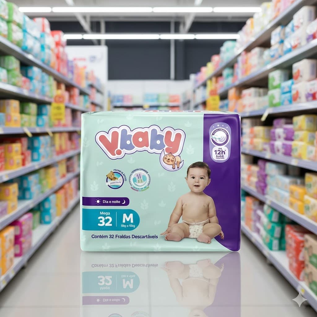 Fralda V.Baby Dia e Noite Mega M 32 Unidades