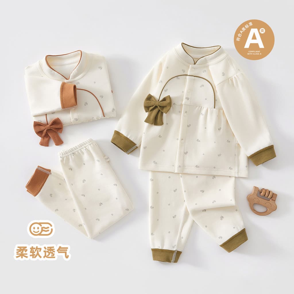 Um ano de idade bebê menina outono classe A algodão Split outono roupas terno bebê outono novas roupas bonito roupa inte