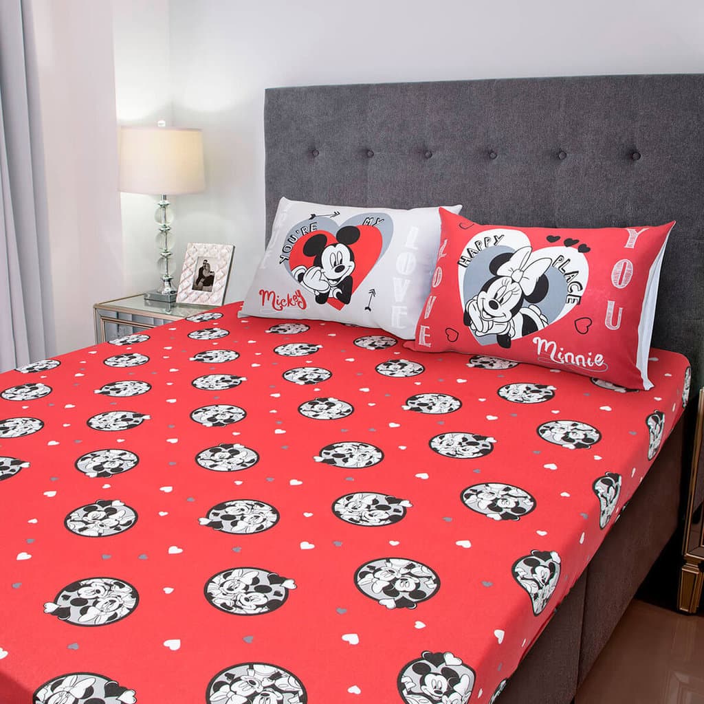 Jogo de Cama Casal 3 Peças Portallar Disney Mickey Minnie jogo de lençol lençol de cama jogo cama