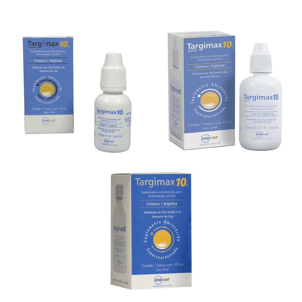 Targimax Suplemento Cisteína e Arginina  Líquido Vitaminas Cães e Gatos 10ml 40ml e 100ml Inovet