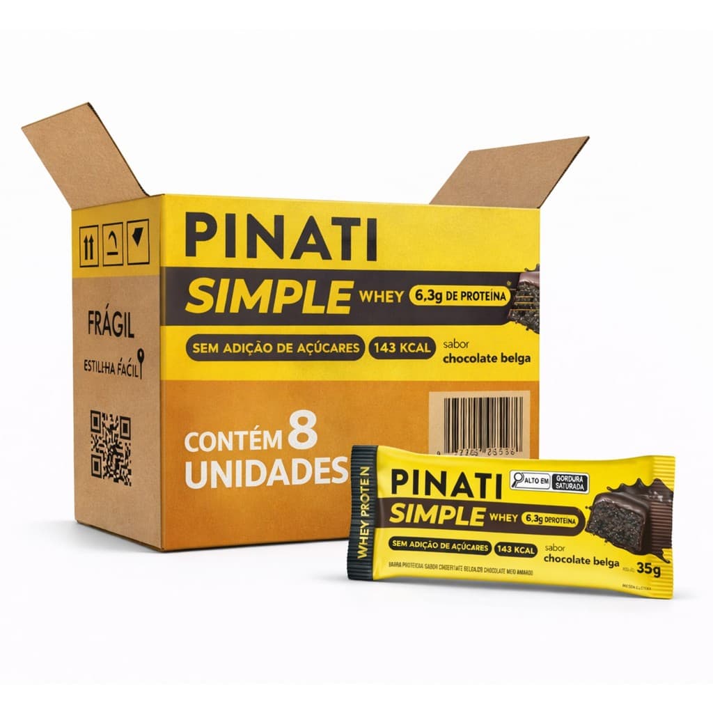 Kit 8 Barra Whey Protein Simple Chocolate Belga PINATI 35g