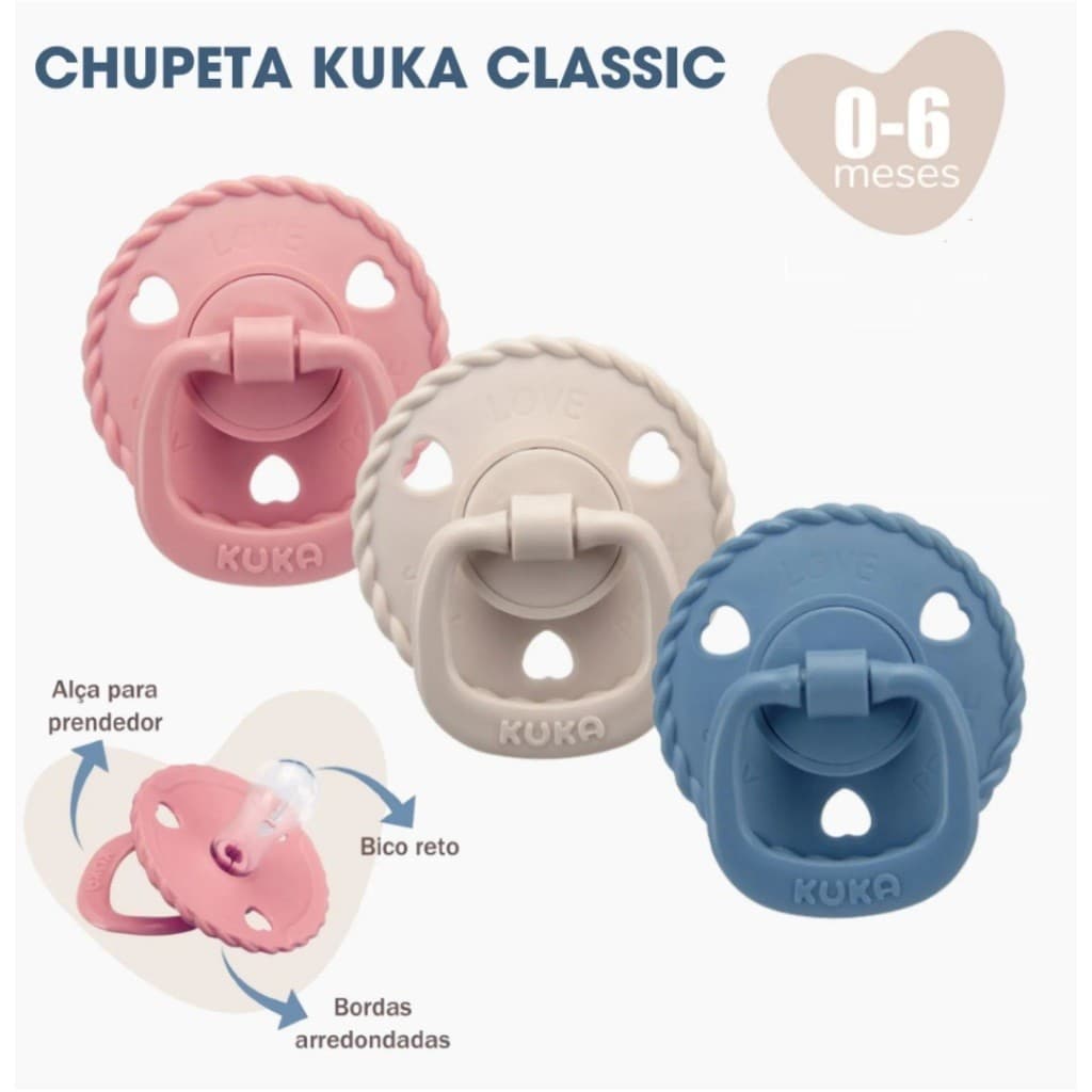 Chupeta para Bebês Kuka Classic (Tamanho 1) Bico Redondo de 0-6 Meses