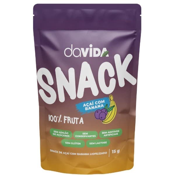 Snack Açaí Fruta Liofilizada Natural Sem Açúcar Glúten Davida Saudável