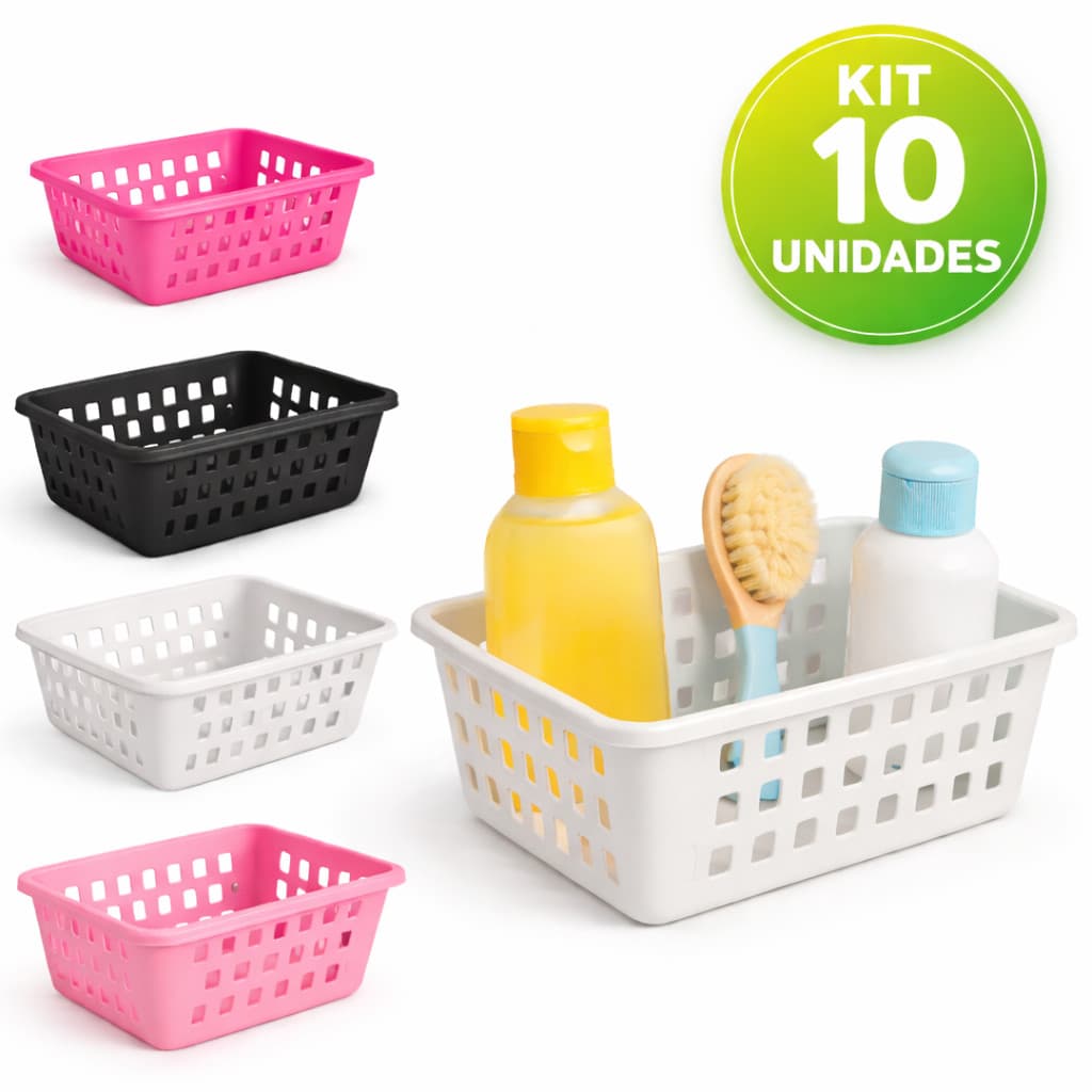 KIT 10 CESTO ORGANIZADOR CESTINHO MULTIUSO GAVETA ESCRITORIO CLINICA