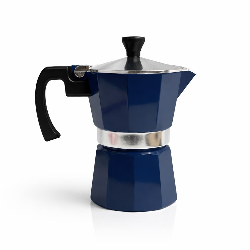 Cafeteira Moka Italiana Azul 6 Xícara Alumínio Café Expresso Cozinha Fogão