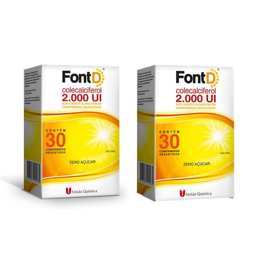 Font Vitamina D 2000UI Suplemento Kit 2 - 30 CPR - Uniao Quimica
