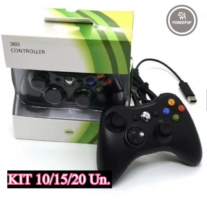 KIT 10/15/20 Un. Controle De Xbox 360 Com Fio Para Video Game /PC