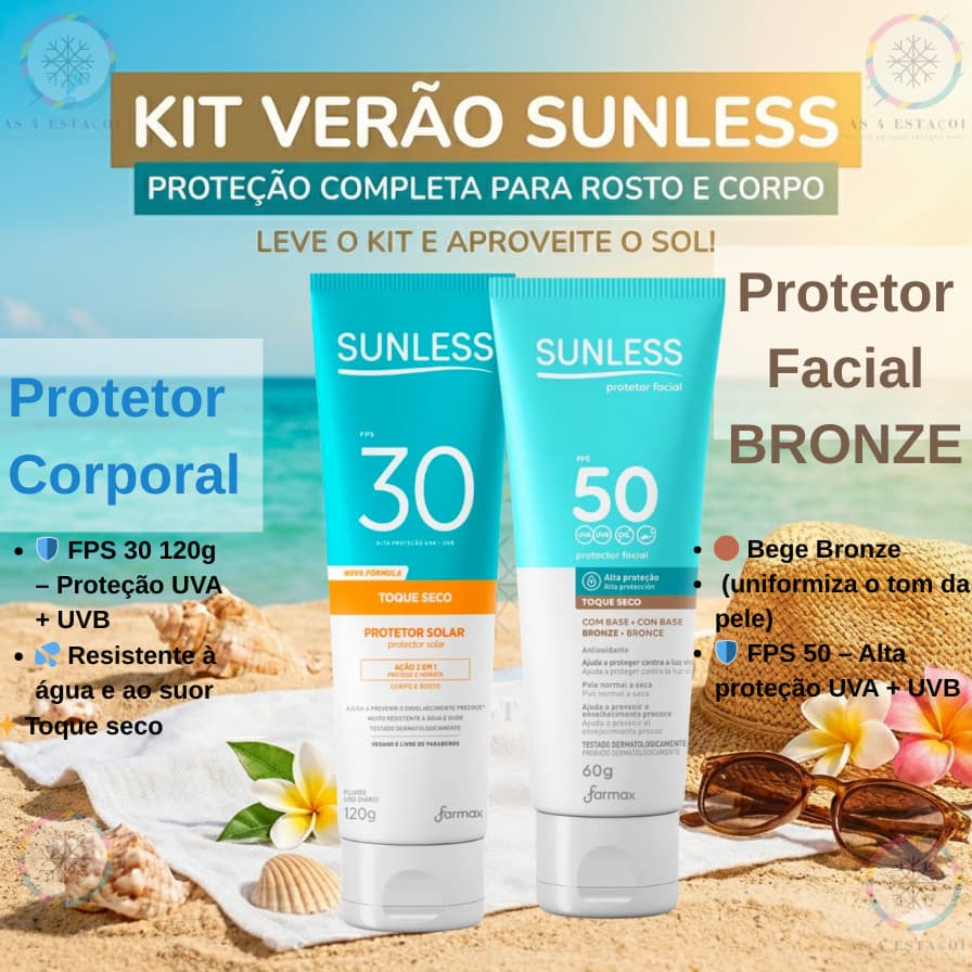 Kit Protetor Solar Fps 30 120g + Protetor Solar Facial Bronze