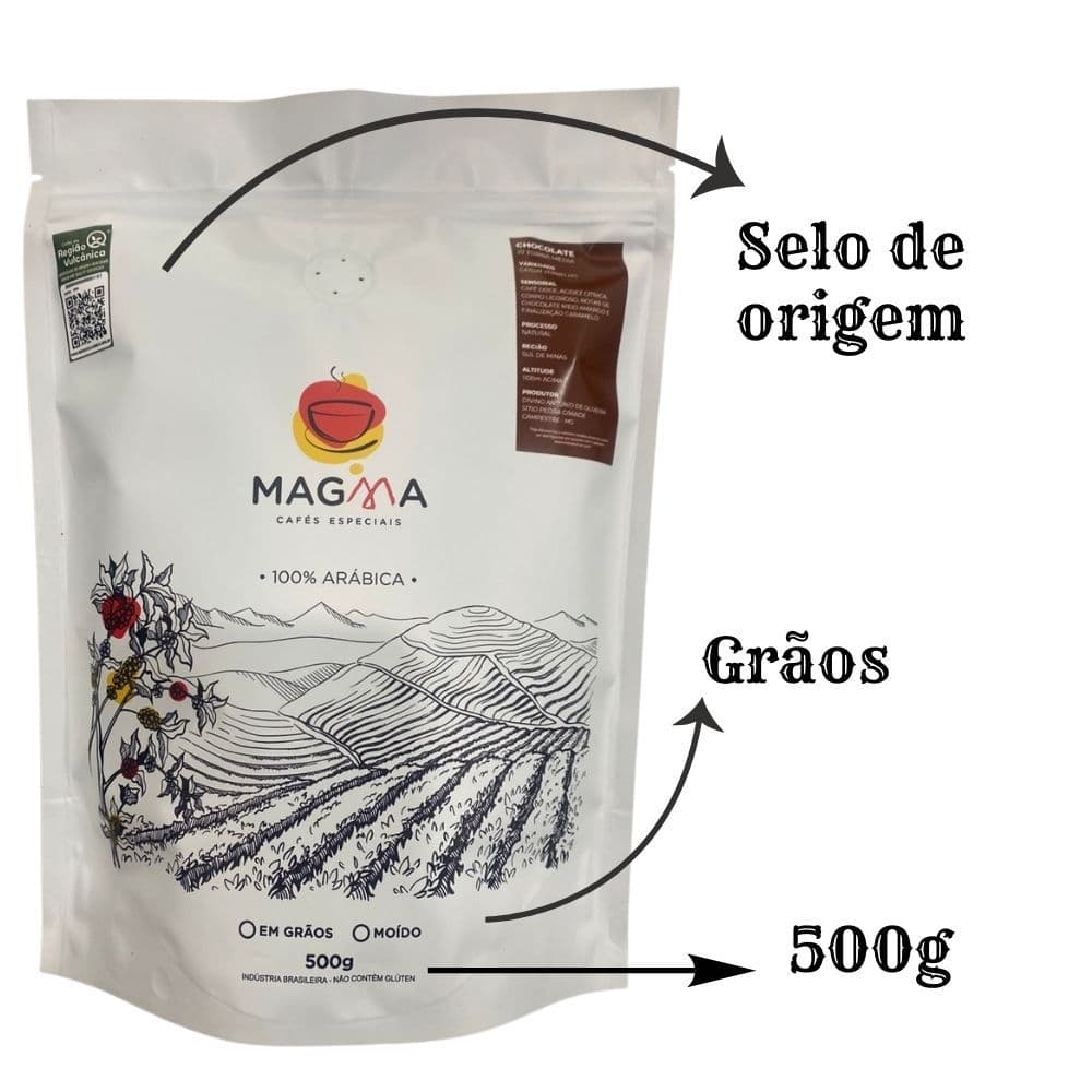 Café especial em Grãos Torra Média e Recente Chocolate Intenso 500g Arábica Sul de Minas Gerais