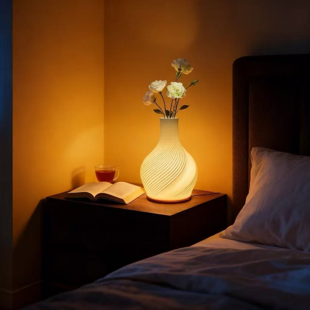 Luminária Led Vaso mesa de cabeceira arranjo de mesa Luminária abajur decoracao de quarto  - MGC