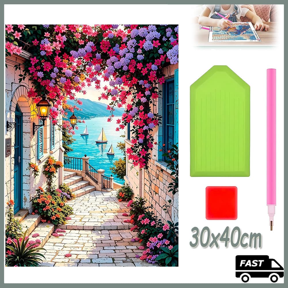 30x40cm 5D DIY Beco das flores Quadrado Pintura Com Diamante Broca Completa Arte Artesanato Decoração Diamond Painting