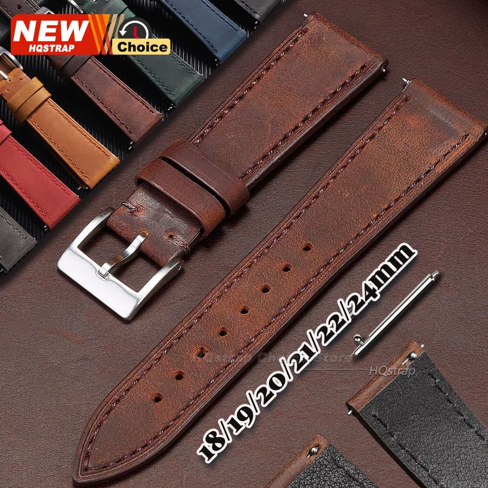 Pulseira De Couro Genuíno , 18mm 19mm 20mm 21mm 22mm , Liberação Rápida , Smartwatch Relógio Inteligente , Pulseiras De 