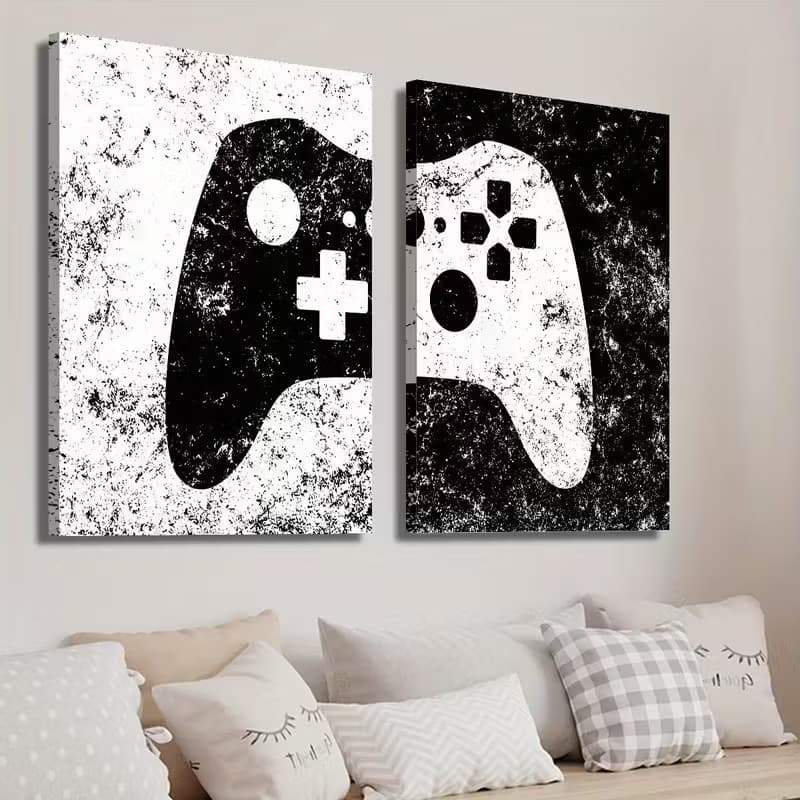 Quadro Decorativo Gamer Controle de Videogame Preto e Branco Xbox