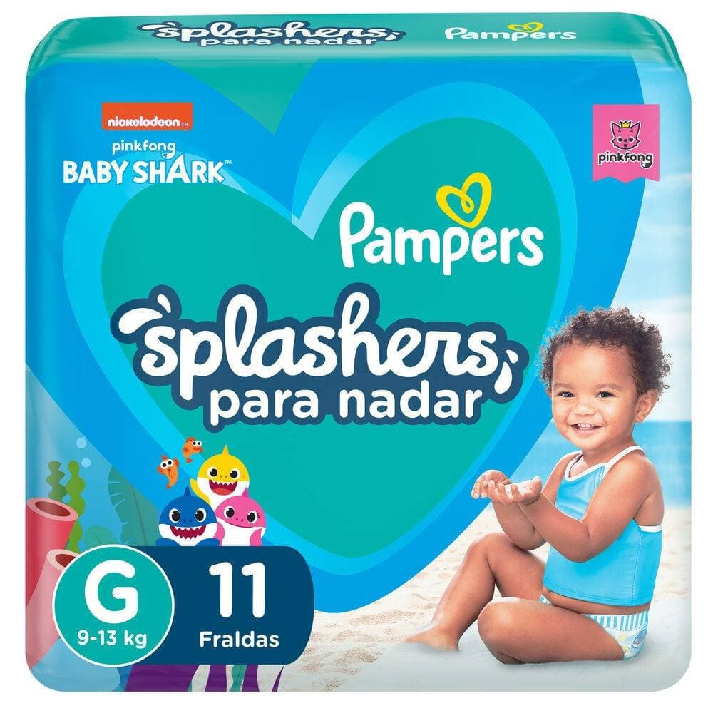 Fralda Para Nadar Pampers Splashers Baby Shark G 11 Unidades