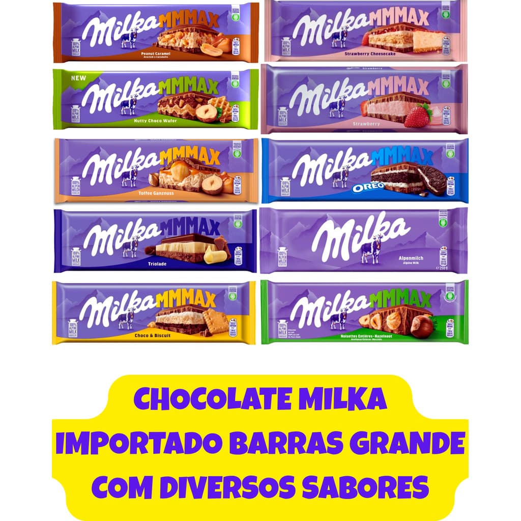 CHOCOLATE MILKA IMPORTADO BARRAS GRANDE COM DIVERSOS SABORES