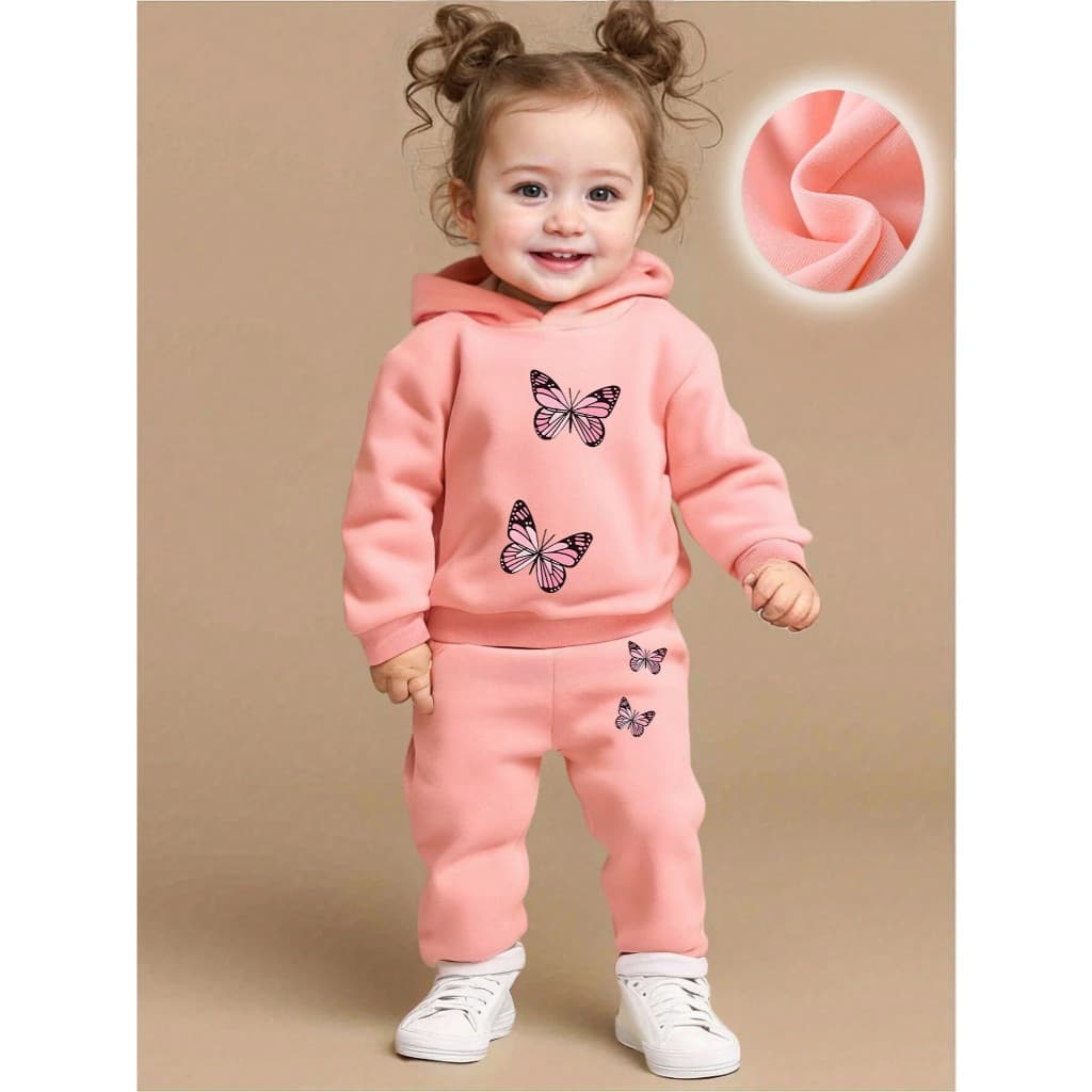 Conjunto Infantil Moletom Com Capuz Calça Blusa De Frio Menina 507