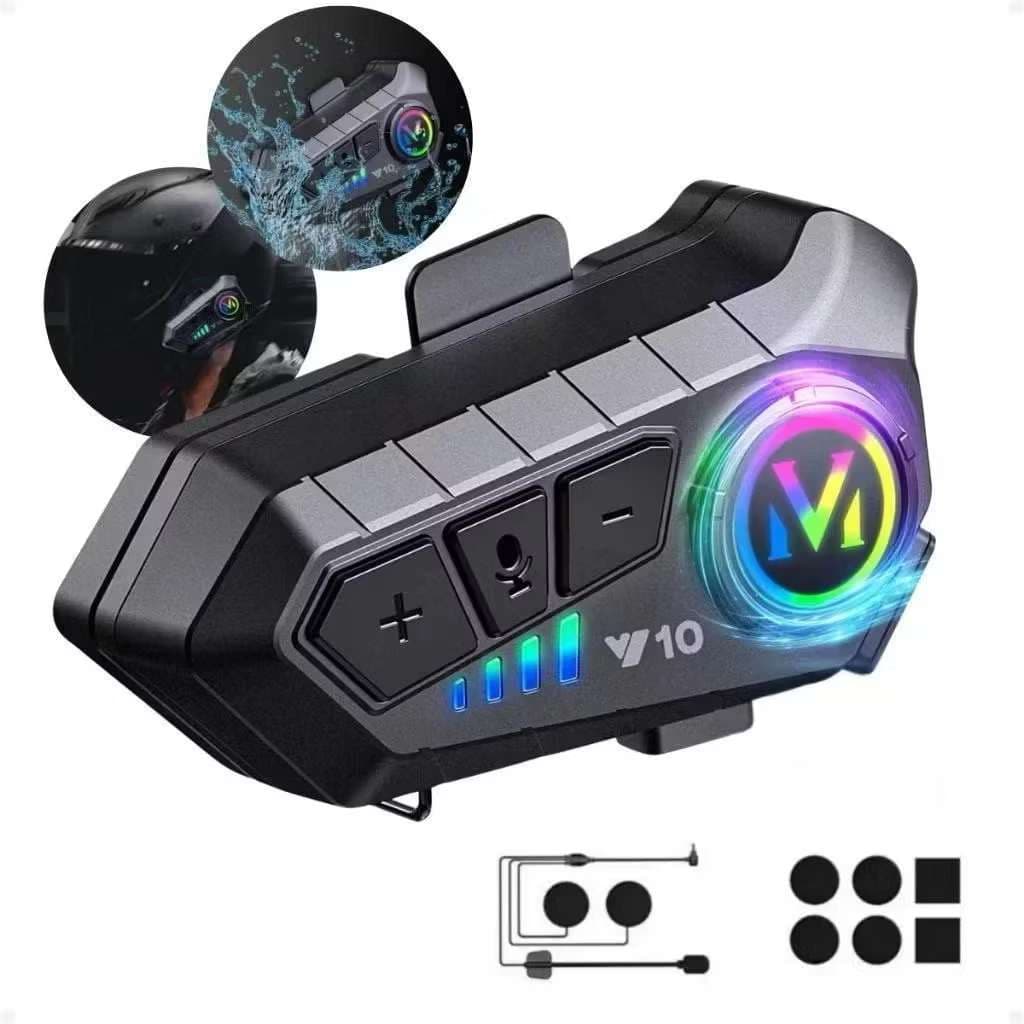 Intercomunicador para Capacete Moto Y10 Fone Bluetooth 5.3 Impermeável com Longa Bateria