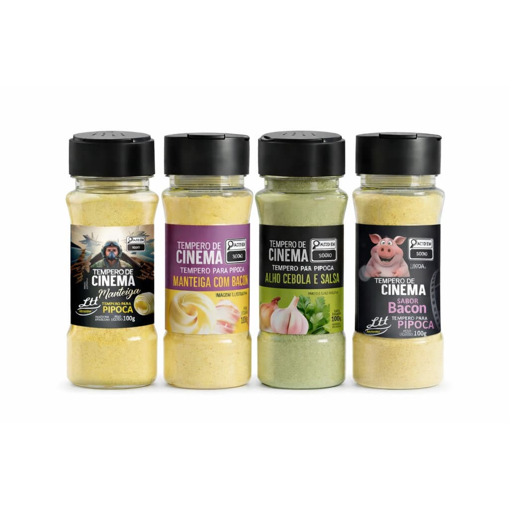 Kit Temperos para Pipoca Cinema 4 Sabores Irresistíveis 100g