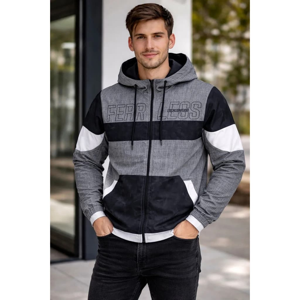 Jaqueta Corta Vento Masculina Térmica Com Capuz E Bolsos