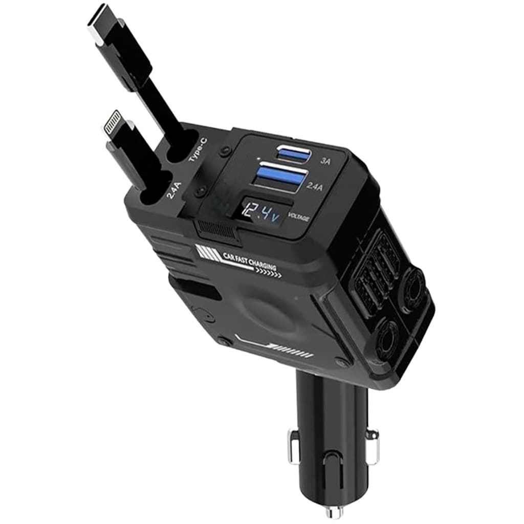 Carregador Automotivo Turbo Rapido USB Retratil Carro Caminhao Carreta Tela Inteligente Carga Rapida Celular Tablet