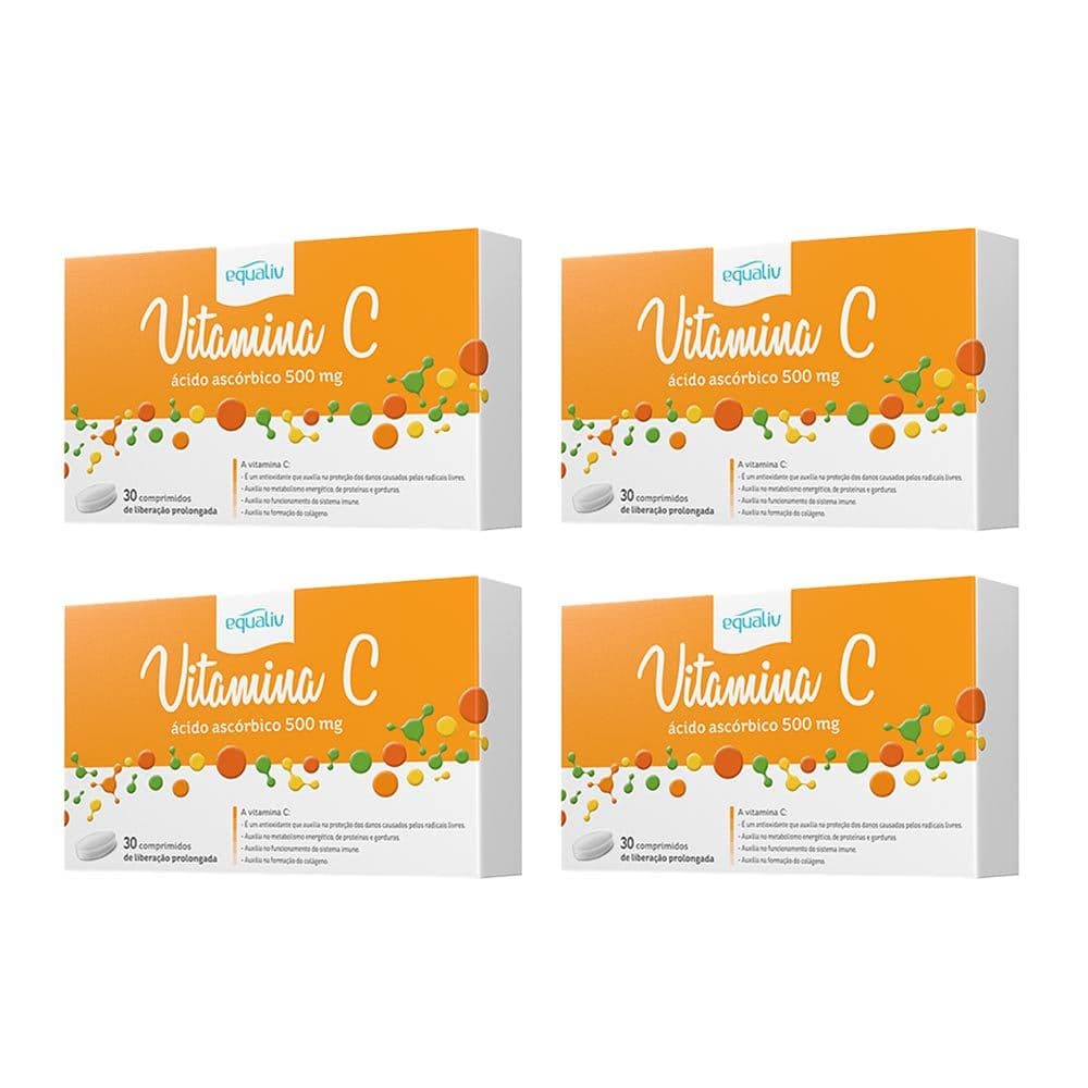 Kit 4 Vitamina C 500mg Suplemento Alimentar 30 Cpr - Equaliv