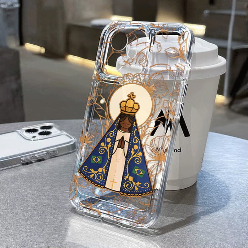 Capinha Capa Para Samsung A04 A05 A12 A14 A15 A17 A23 A32 A35 A50 A72 Transparente À Prova de Choque Nossa Senhora