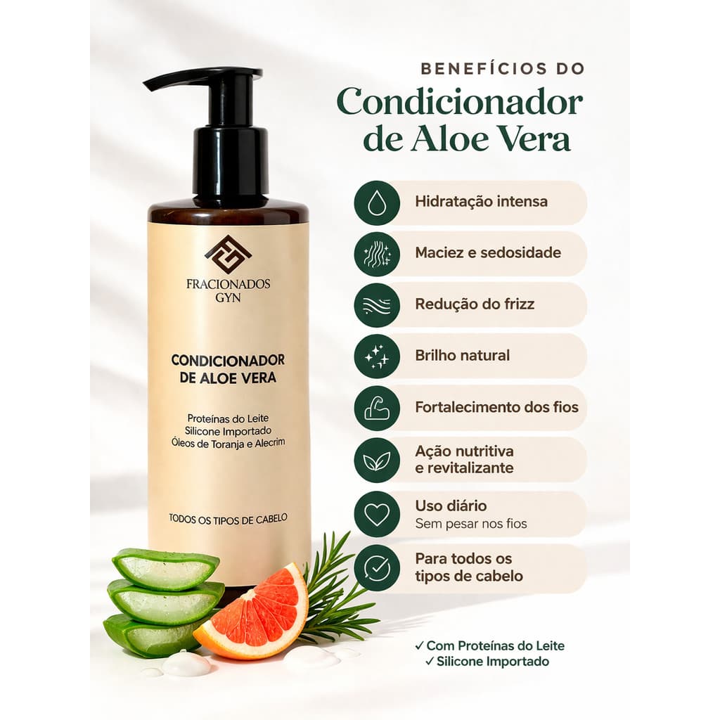 Condicionador Aloe Vera Hidratante Profundo 200Ml | Anti Frizz, Brilho Intenso e Maciez