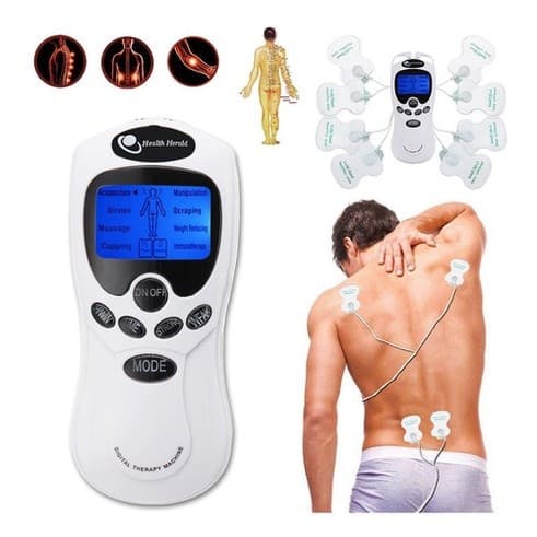 Massageador Elétrico Digital Fisioterapia TENS FES Portátil Com Eletrodos Para Alívio De Dores Musculares E Articulares